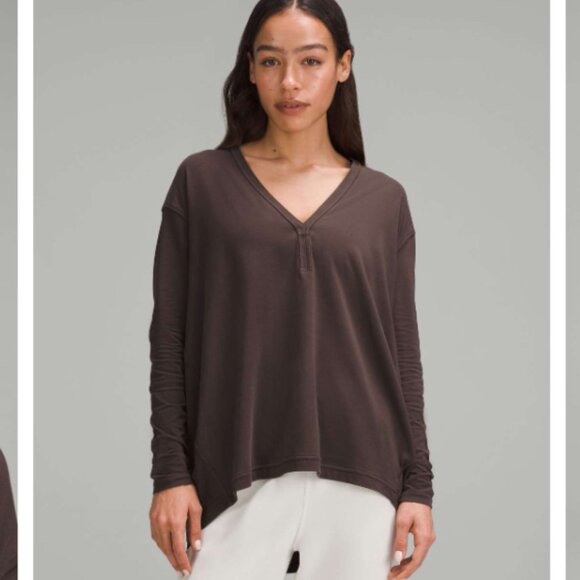 lululemon athletica Tops - ❎ Lululemon Back In Action V-Neck Long-Sleeve Shirt size 10 or 12 brown espresso